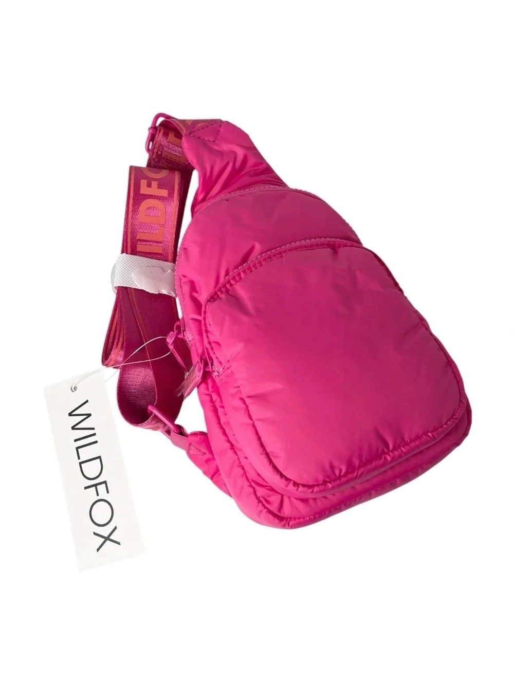 NEW WILDFOX Puffy Crossbody Zip Sling Belt Bag Handbag Travel Pink NewTags $76